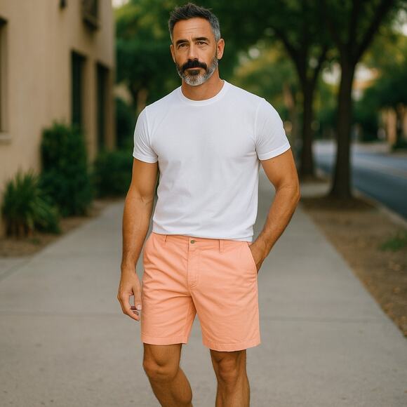 Caribbean Joe Men's Summer Orange Chino Shorts Size M - Picture 1 of 4